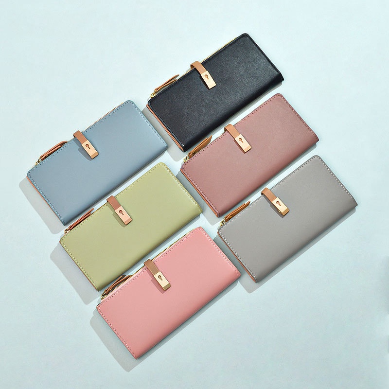 Ielgy Ví Dài Màu Trơn Nhỏ Xinh Đơn Giản Cho Nữ