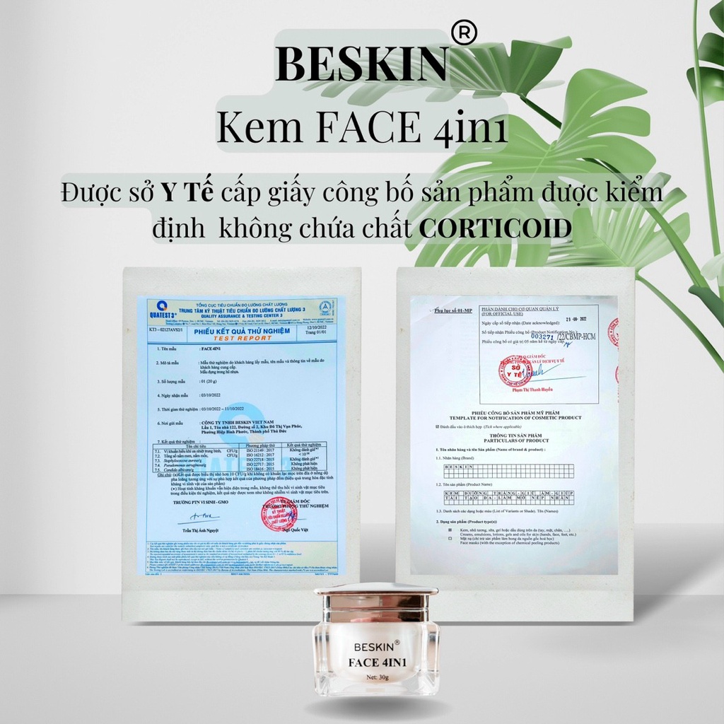 Kem Dưỡng Trắng Da Mặt 4IN1 BESKIN