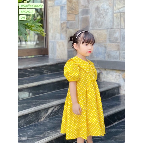Đầm váy bi vàng siêu đẹp SOFIA CANDY chất liệu kate loại 1 phom may rất đẹp size 10-38kg