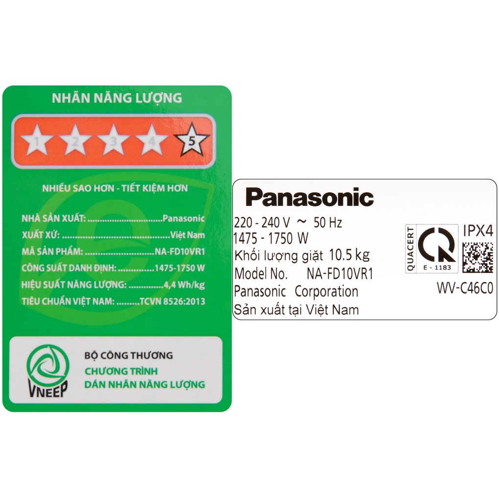 MÁY GIẶT PANASONIC INVERTER 10.5 KG NA-FD10VR1BV 2019