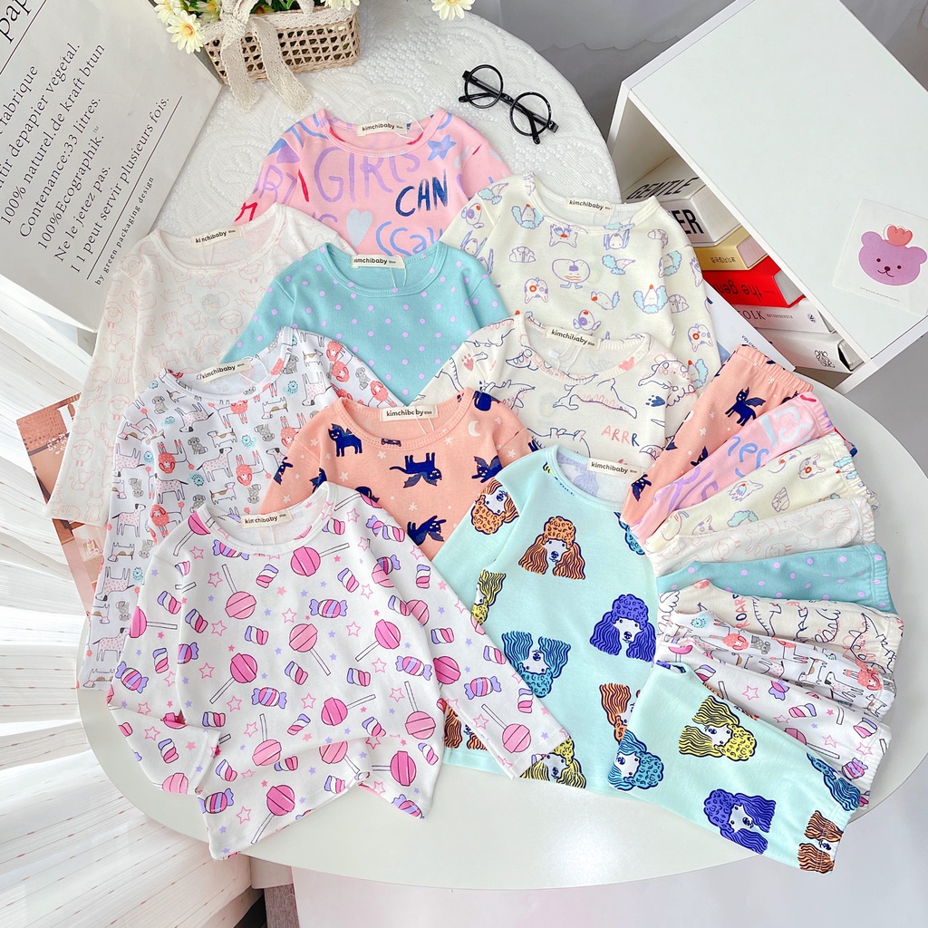 Set 3 Bộ Cotton Borip Bé Gái KIMCHIBABY Vải Dư Xịn Hoạ Tiết Pony, Bộ Quần Áo Cho Bé Mặc Nhà MKMTD2221