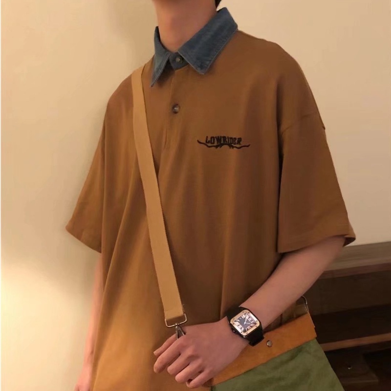 Áo polo Tay Lửng Dáng Rộng Phong Cách Hàn Quốc Thời Trang Mùa Hè Hàng Mới 2022 Dành Cho Bạn Nam Cỡ M-2XL