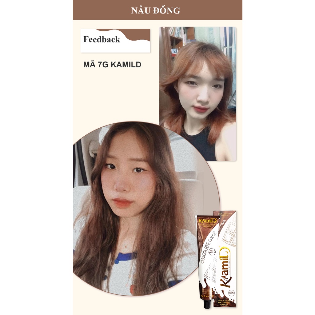 Combo màu NÂU ĐỒNG thuốc nhuộm tóc nhiều dưỡng KamiLD màu nhuộm không cần tẩy, mùi thơm