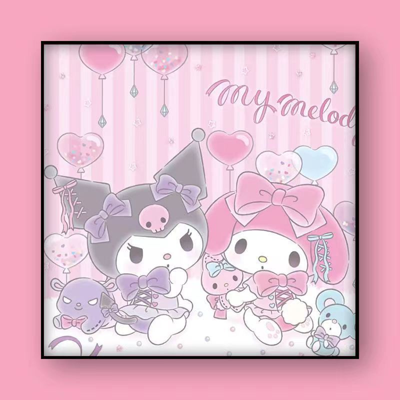 Vinci tranh tô màu theo số/khung ảnh 30x30/tranh số hoá mini/Kuromi/tranh vải anime/trang trí đào/tranh sơn dầu số hoá