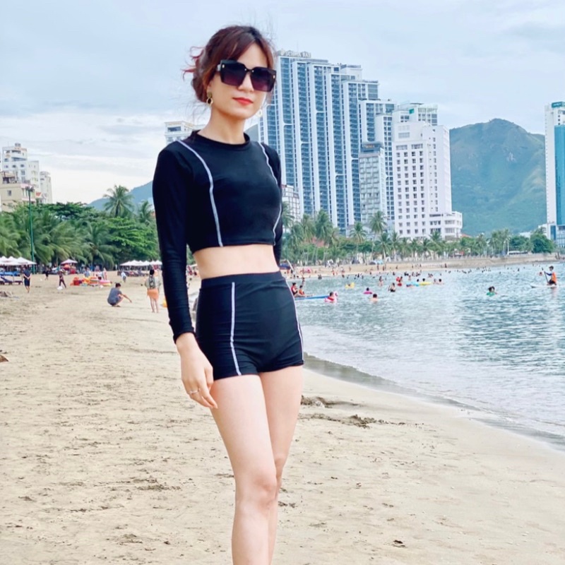 Bikini, đồ bơi 2 mảnh dài tay năng động, dáng thể thao phong cách Hàn Quốc