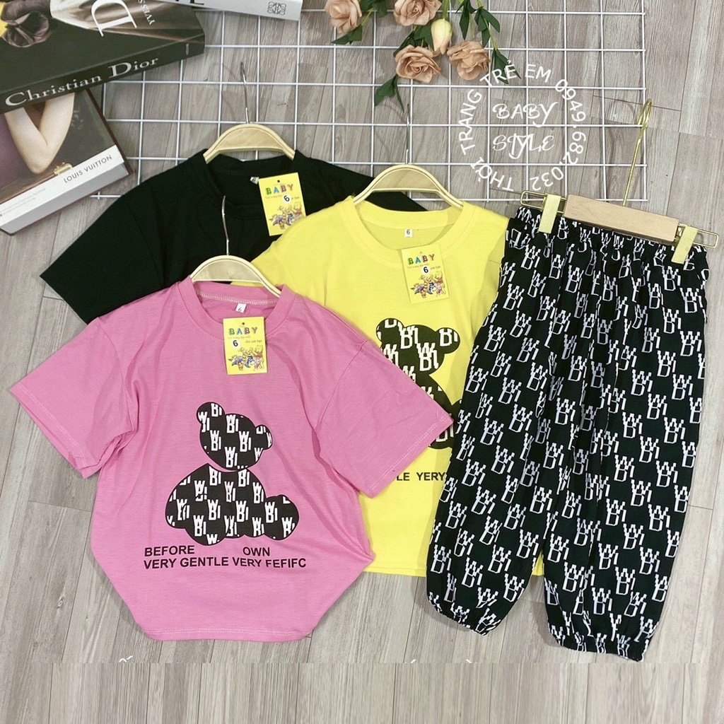 Bộ hè cho bé gái 4-14 tuổi "GẤU TEDDY" 14-45kg. Thiết kế đẹp, thoáng mát. STG3 STA002