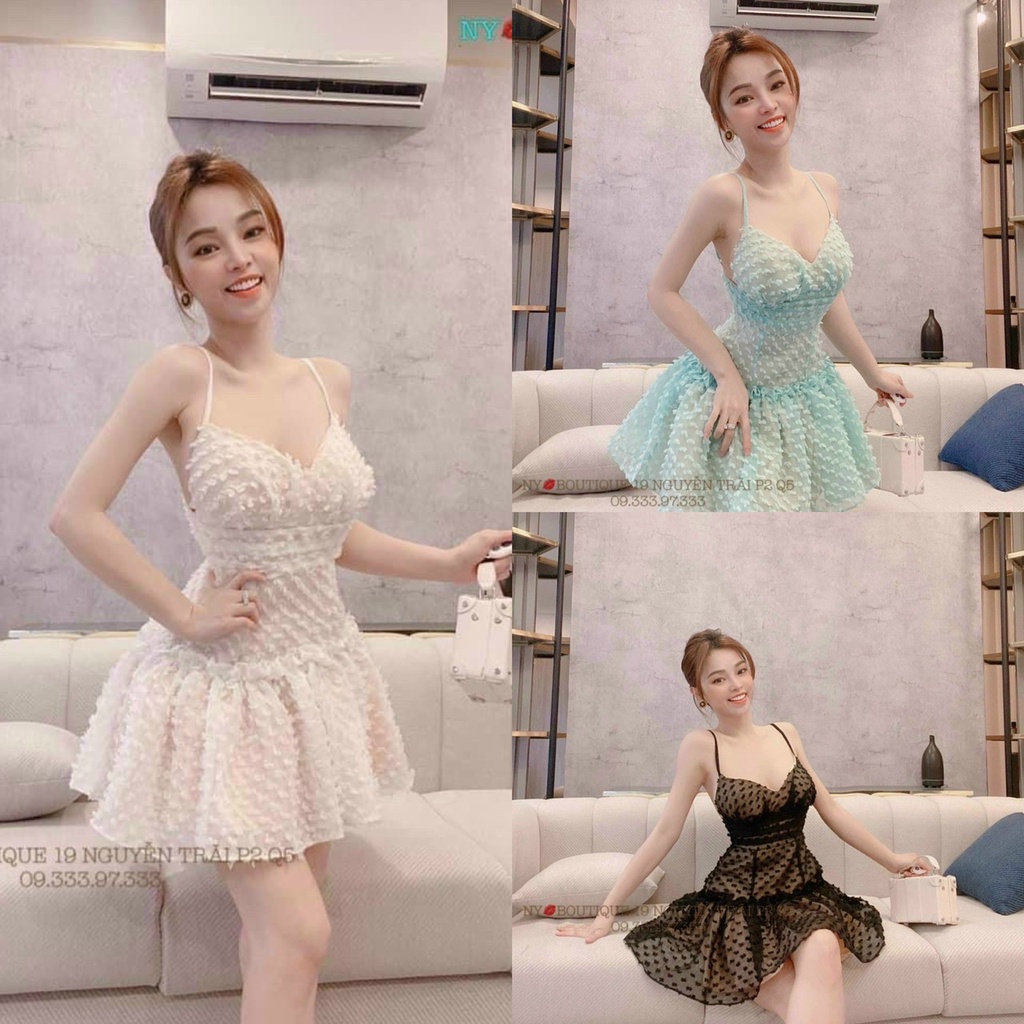 Váy đầm nữ 2 dây quyến dũ cực xinh phối xô lông ( có mút ngực ) họa tiết nhiều màu trẻ trung sang chảnh