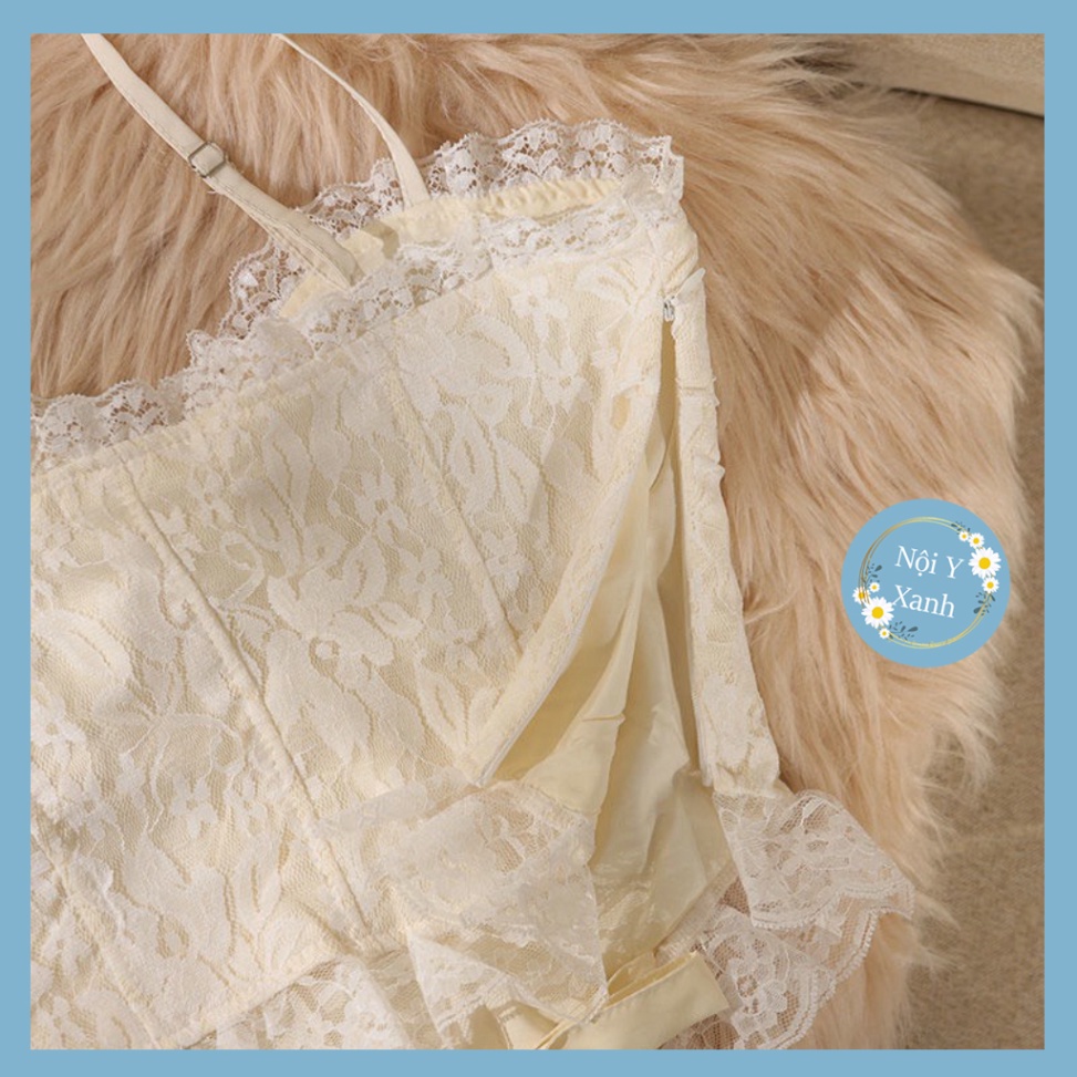 Áo lót nữ LENABRA, bra tiểu thư sang chảnh phối ren ôm body tôn dáng nội y xanh, chất đẹp, deal tốt