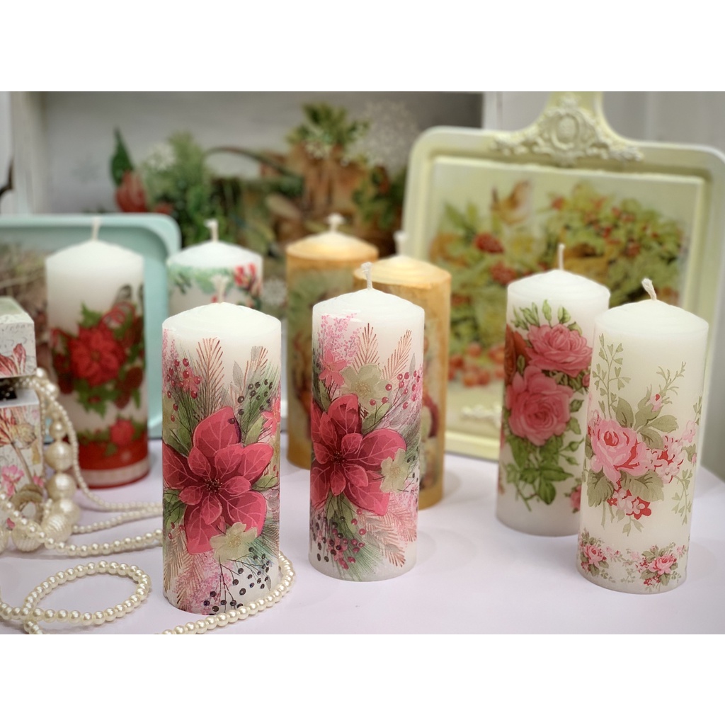 Nến trụ tròn - Nến decor giáng sinh