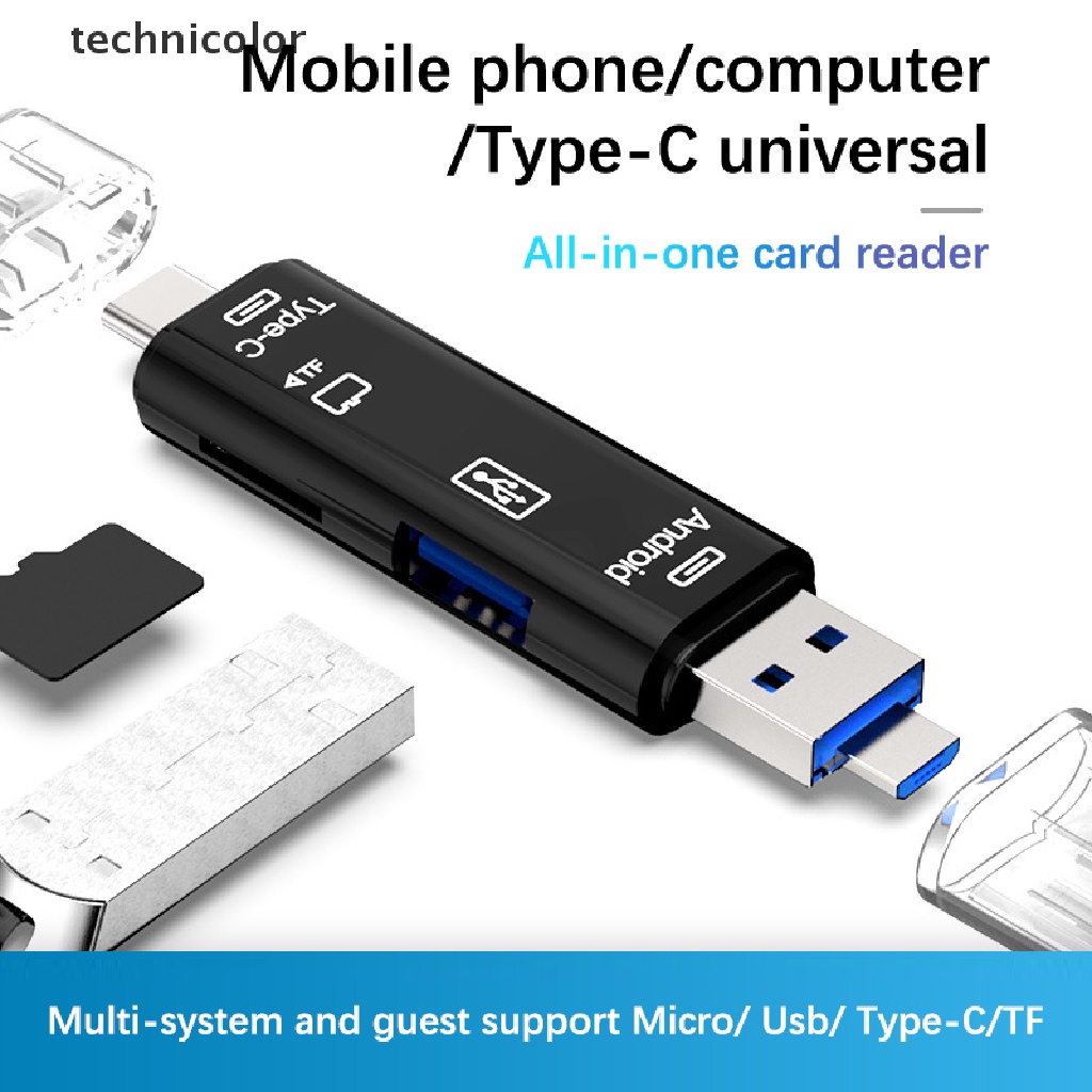 Đầu Đọc Thẻ Nhớ OTG Tốc Độ Cao 5 Trong 1 Usb 2.0 Type C / Usb / Micro Usb / Tf / SD TYG