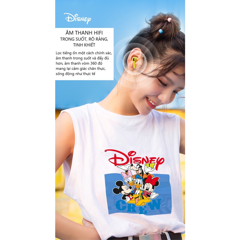 Tai nghe Bluetooth không dây Disney P68 TWS 5.2 chính hãng nút cảm ứng âm thanh HIFI có mic đàm thoại