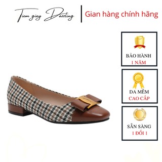 Giày nữ cao cấp , giày búp bê mũi vuông, đế vuông 2p, charm thương hiệu -da784