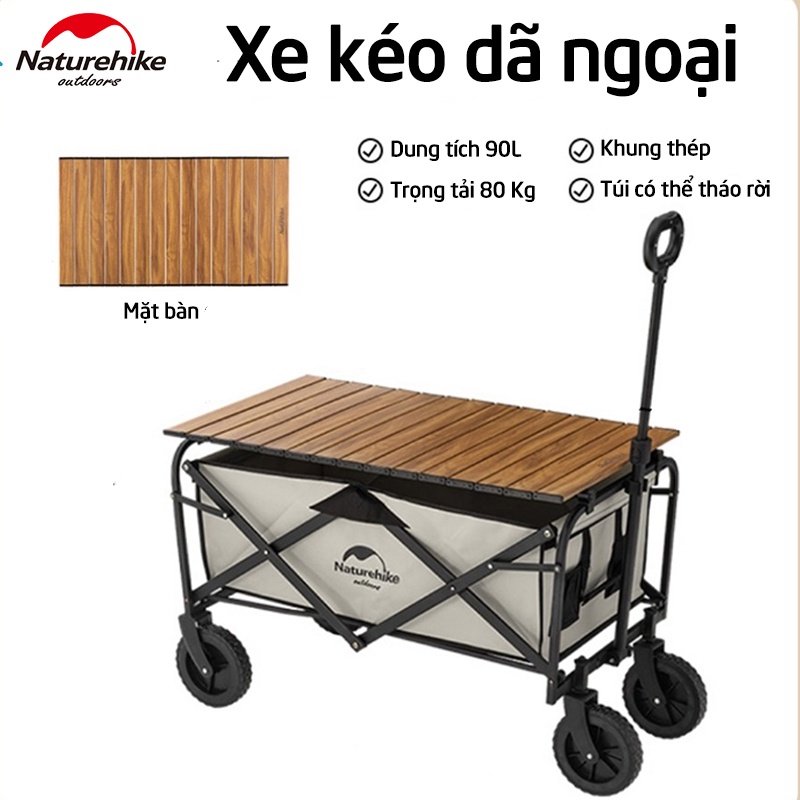 Xe Kéo Dã Ngoại Gấp Gọn 90L Naturehike NH19PJ001 Chính Hãng Xe Đẩy Chở Đa Năng Đẩy Đồ Gấp Gọn Tiện Dụng