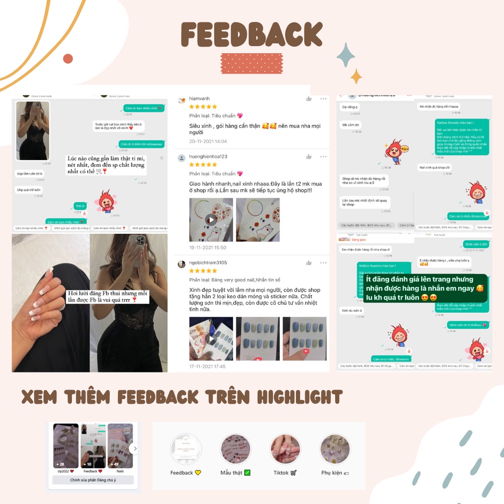 NAILBOX - Móng úp thiết kế theo size - hồng gắn đá lấp lánh