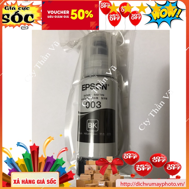 Mực 003 Epson chính hãng (black) cho máy in Epson L1110/ L3110/L3150/L4150/L5190 65ml INECO