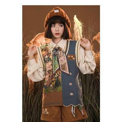 YAS0400-Set quần áo retro mùa thu SNBL