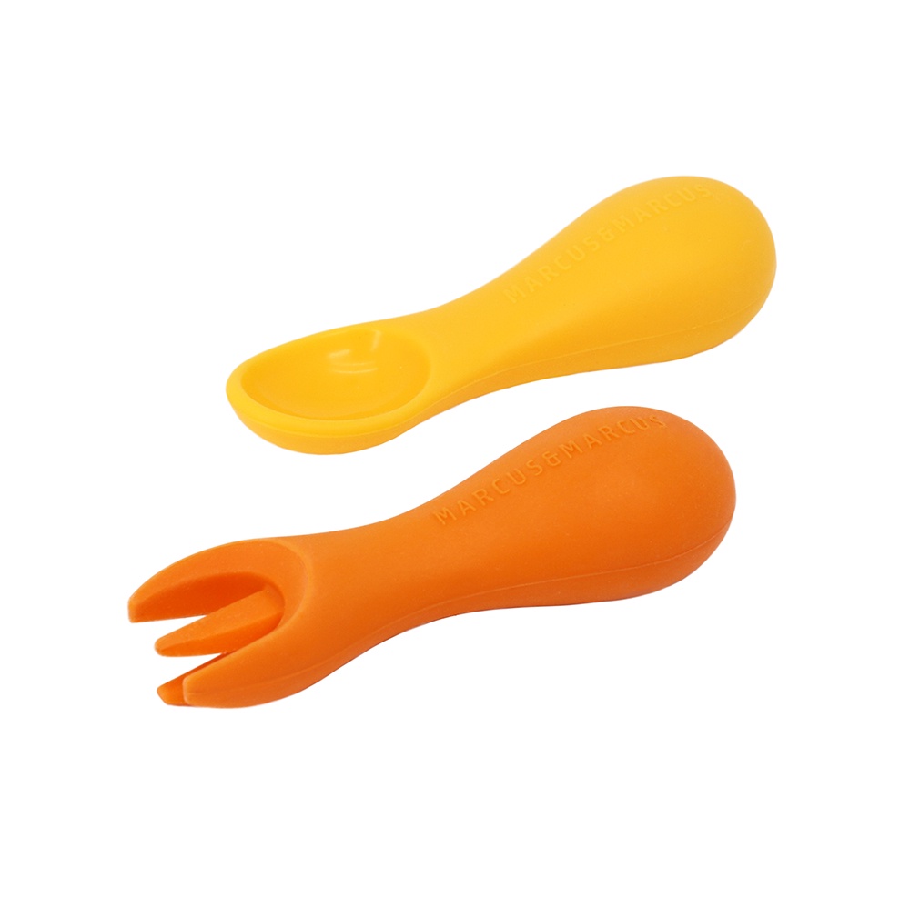 Bộ thìa nĩa tập ăn silicon cho bé Palm Grasp Marcus & Marcus, từ 12 tháng - Lola