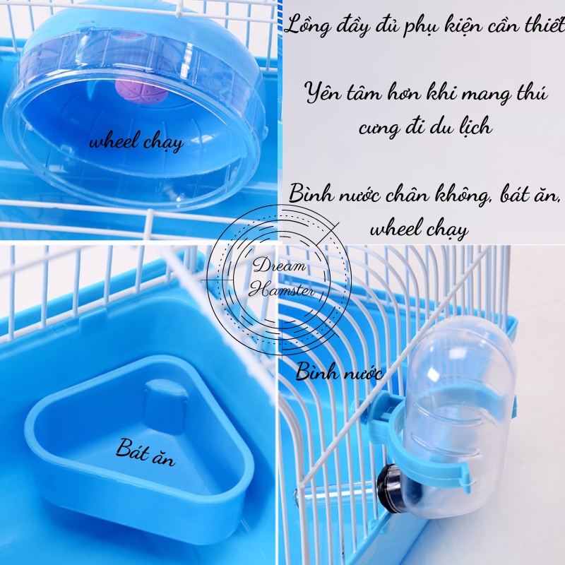 Lồng xách tay kèm phụ kiện cho hamster và động vật nhỏ