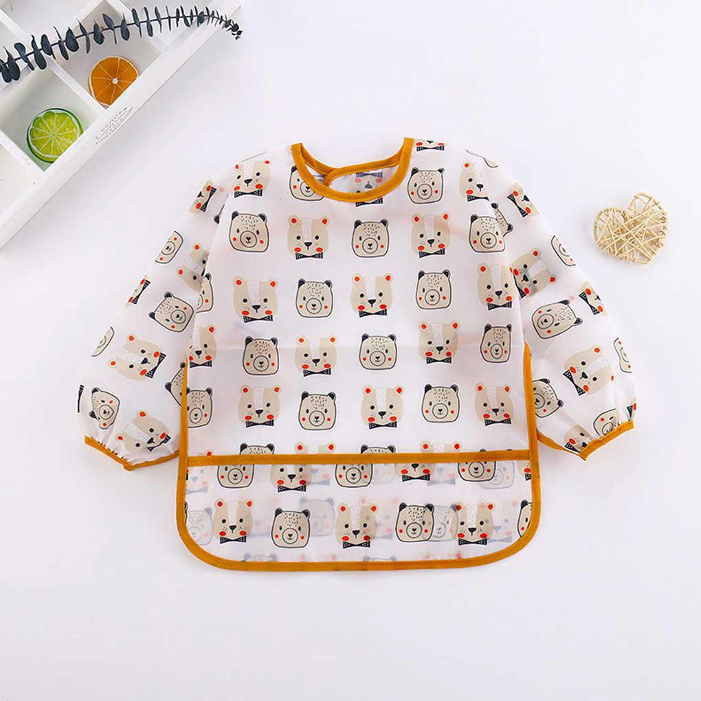 Bộ 4 Tạp Dề Chống Nước Tay Dài In Hình Hoạt Hình Unisex Cho Trẻ Em