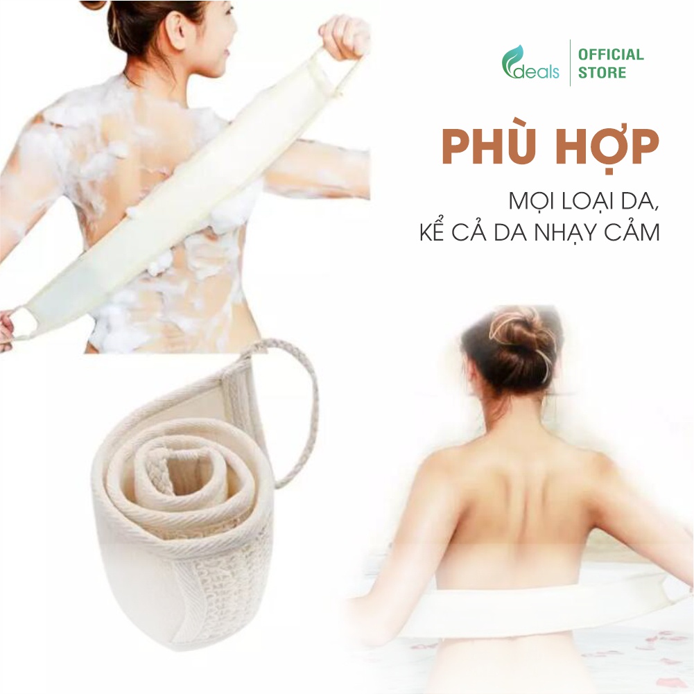 Dây Tắm Xơ Mướp Cao Cấp ECODEALS 100% xơ mướp hữu cơ diệt khuẩn - Tẩy da chết, ngừa mụn lưng, massage siêu đã