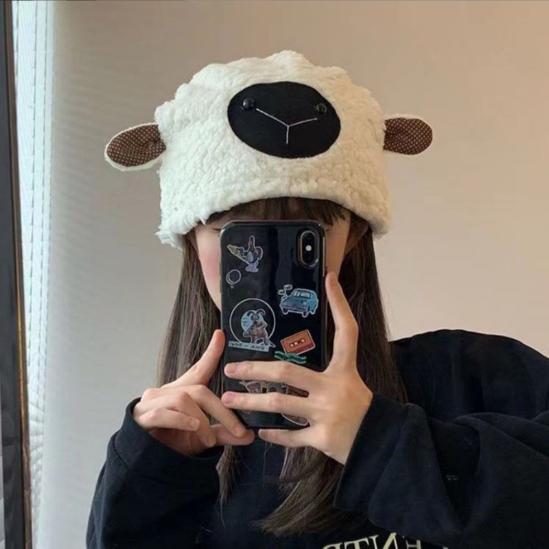 Mũ Tai Bèo Chất Nhung Giả Lông Cừu Dễ Thương Giữ Ấm Mùa Thu Đông Hàn Quốc JP5