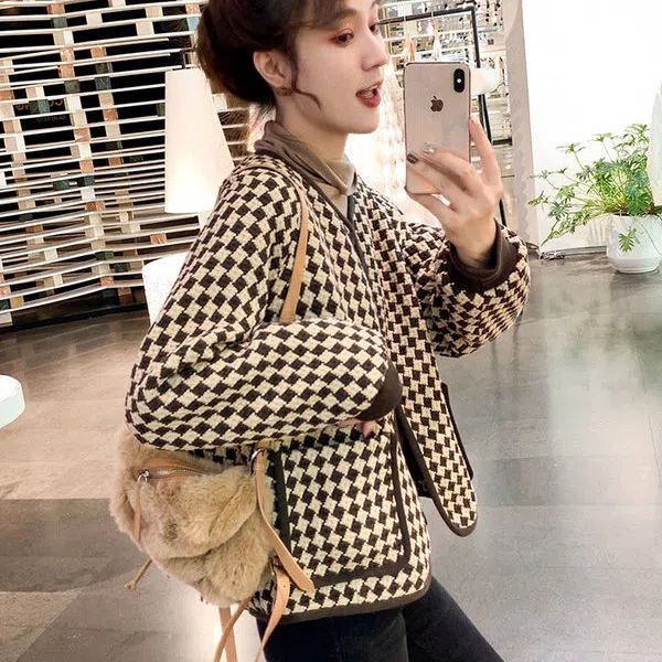 Áo Khoác Nữ Dài Tay Cổ Tròn Thời Trang Thu Đông