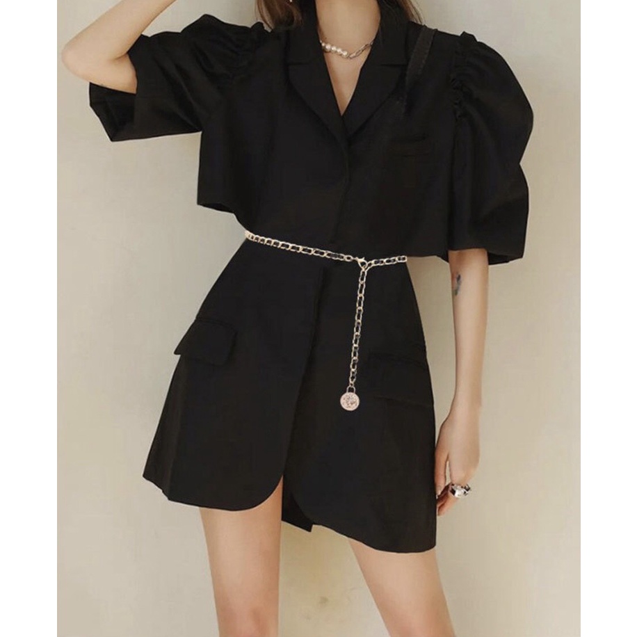 Đai váy xích phối da mix quần tây áo khoác blazer vest dạ cực xinh