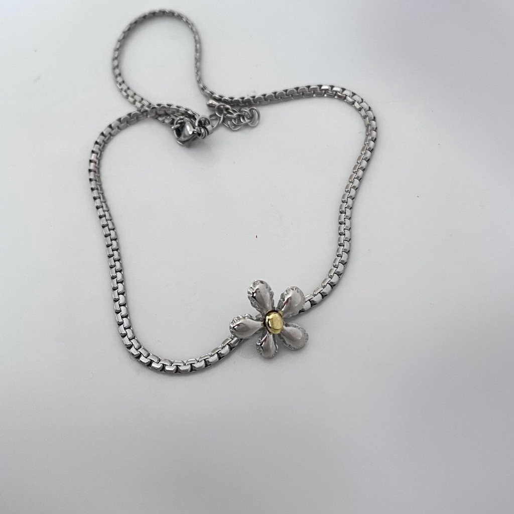 Dây chuyền và bông tai dành cho nữ mạ bạc thiết kế  bông hoa siêu đáng yêu nhí nhảnh phong cách Hàn Quốc Boho