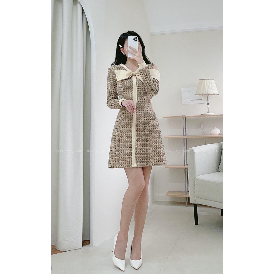 Váy dạ tweed dày dặn 2 lớp Calista Dress YV85 YAME