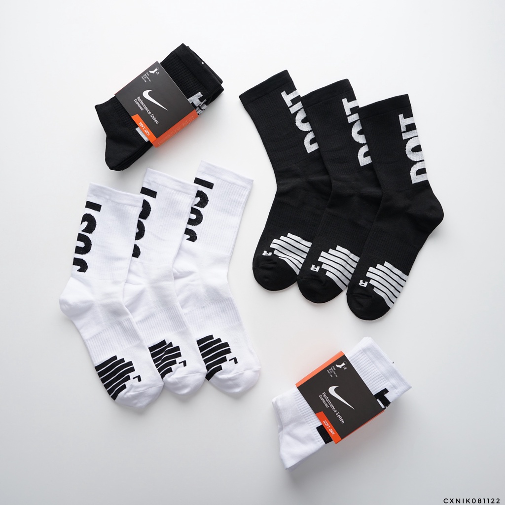 [ CAO CẤP ] Full Set 3 đôi vớ/tất thể thao cổ cao dệt kim dày dặn, thông thoáng 81122