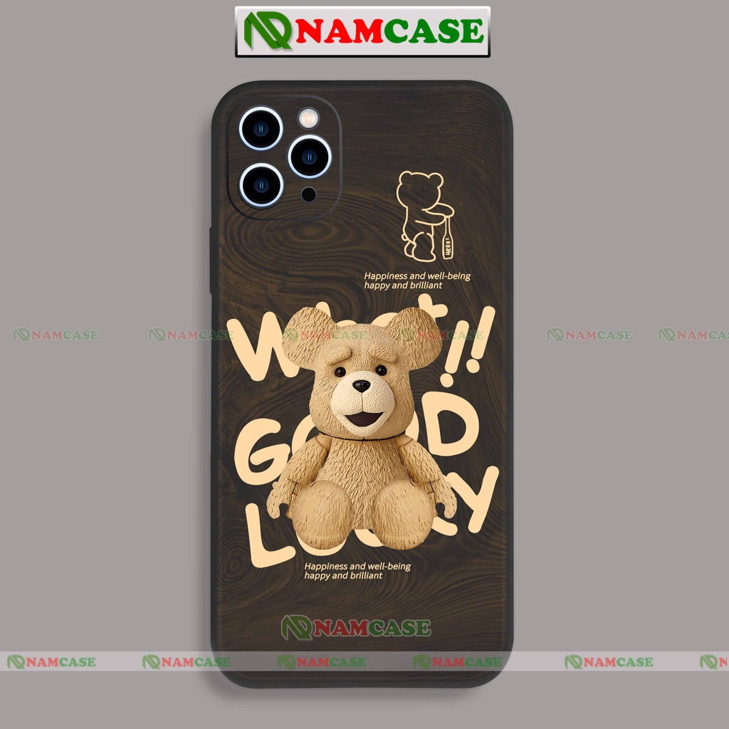 Ốp lưng điện thoại iPhone cặp đôi hoạt hình gấu cute dễ thương cạnh vuông ip 6/6s/7/8/X/XS/XR/11/12/13/14 Pro Plus Max