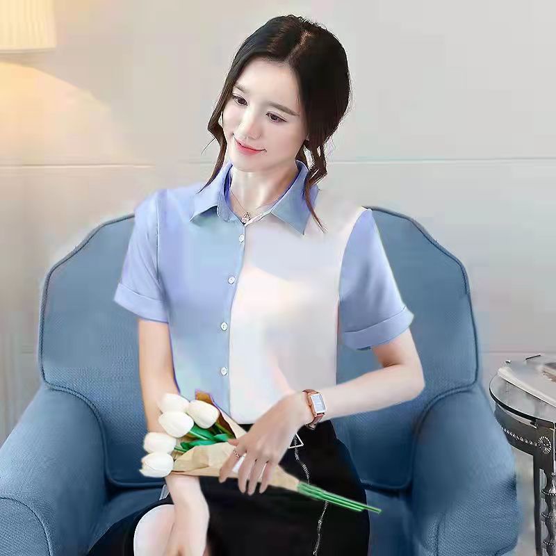 Áo Sơ Mi Chiffon Tay Dài Dáng Rộng Màu Sắc Khối Phong Cách Hàn Quốc Dành Cho Nữ