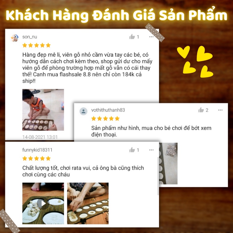 Đồ Chơi Gỗ- Trò Chơi Dân Gian Ô Ăn Quan Kết Hợp Học Tiếng Anh Benrikids