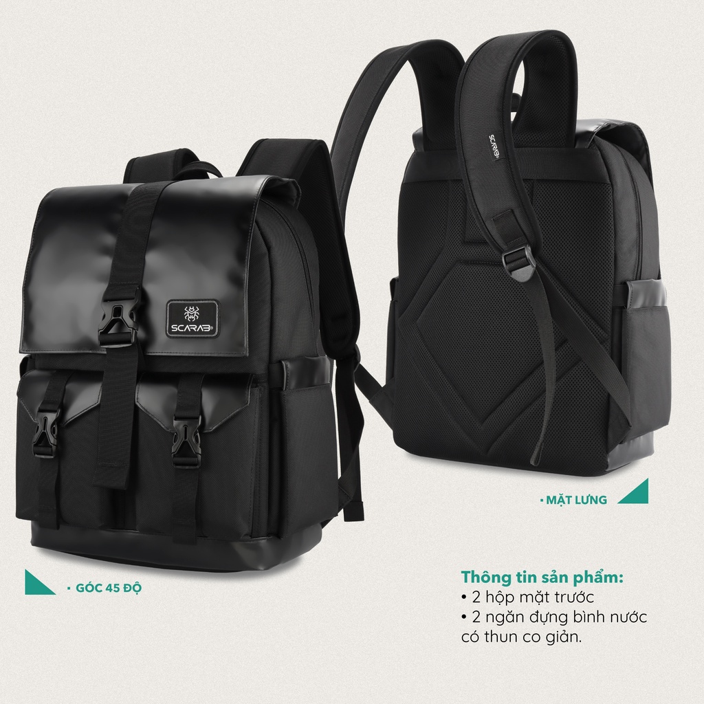 Scarab Sturdy Backpack Unisex - Balo Size Lớn, Đi Học Đi Chơi Đựng Vừa Laptop 15,6inch Gaming