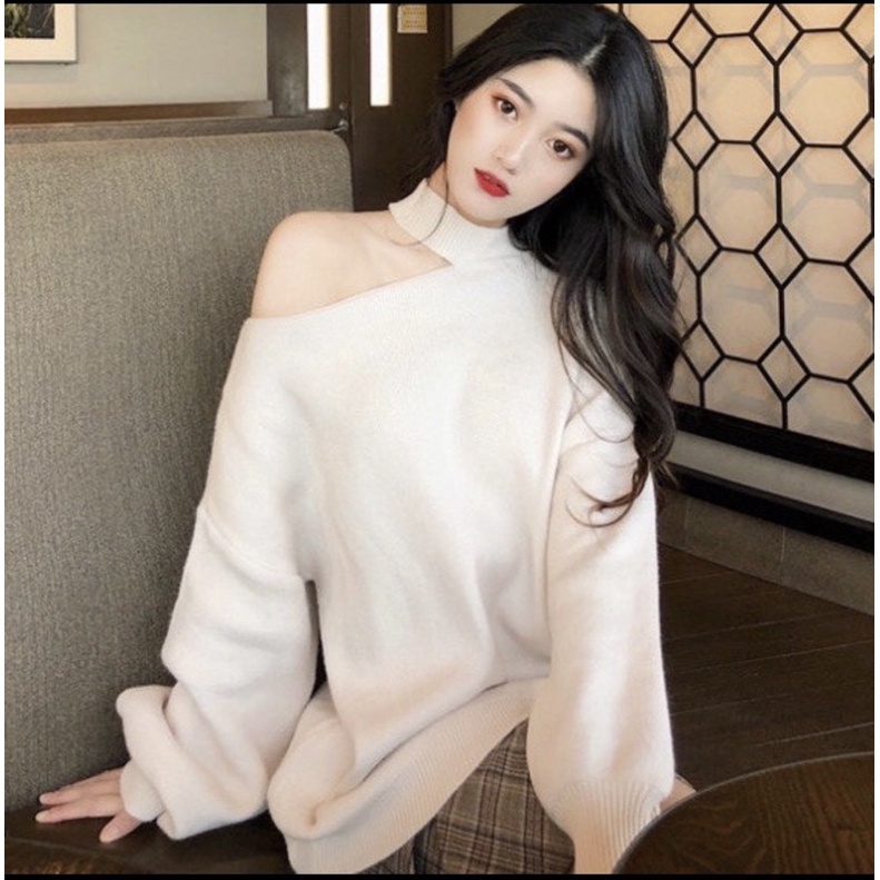 Áo Khoét Vai Bo Len Tăm Siêu Xinh