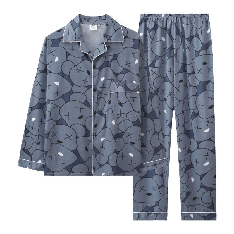 Bộ Đồ Ngủ Tay Dài Chất Liệu Cotton Thời Trang Mùa Đông Cho Nam