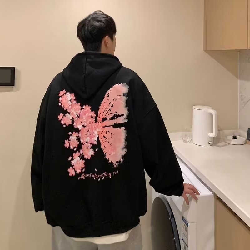 Áo Khoác Nhung Có Mũ Trùm Dáng Rộng Thời Trang Xuân Thu Cho Nam