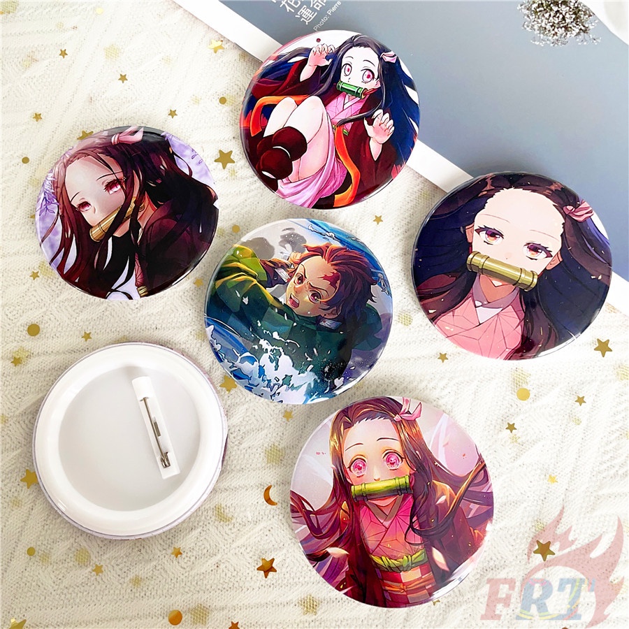 ❣️1 Huy Hiệu Gài Áo Hình Demon Slayer 58MM❣️ Huy Hiệu Cài Áo / Túi Xách Hình Nhân Vật Anime Tanjirou / Nezuko DIY
