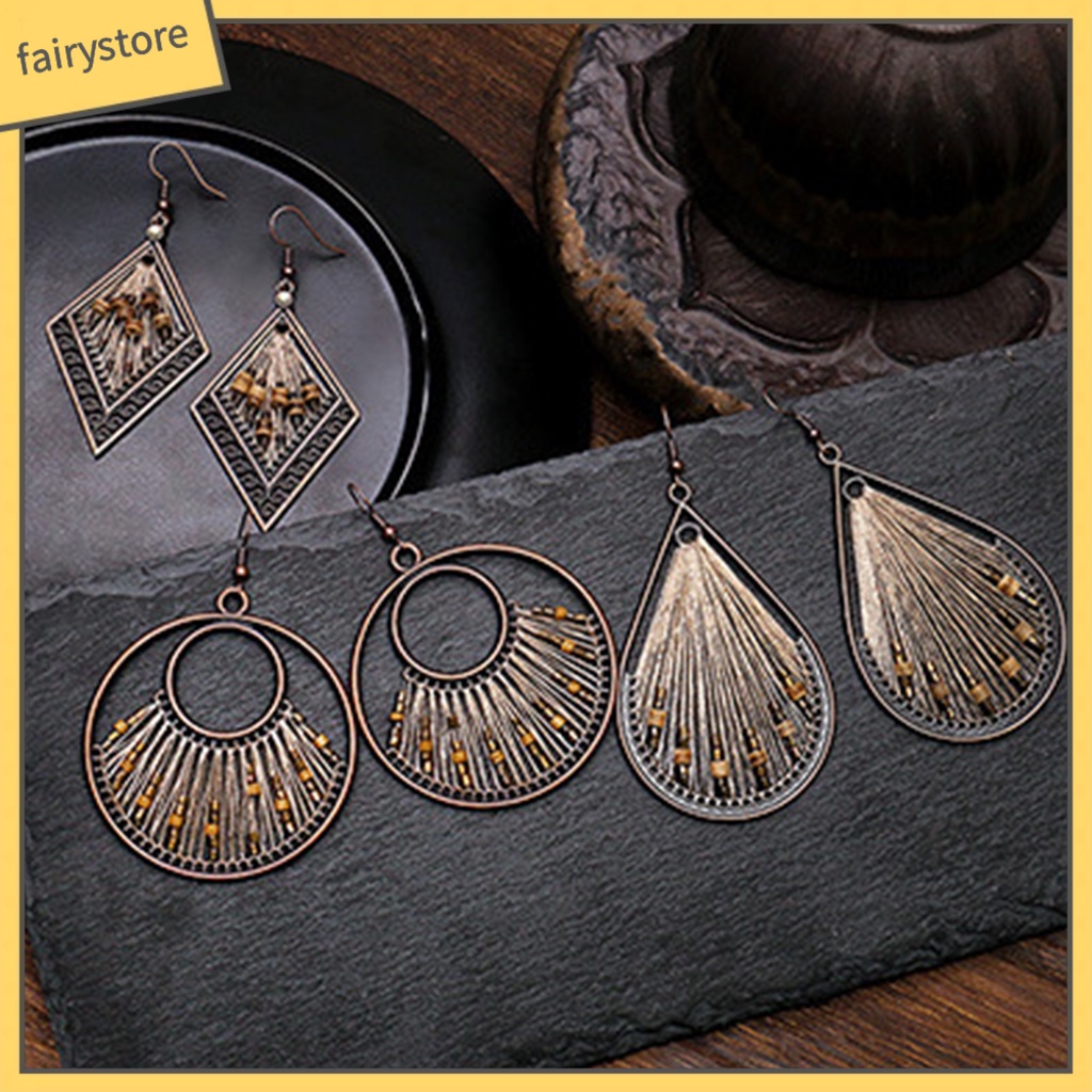 1 Đôi Bông Tai Hình Giọt Nước Phong Cách Bohemian Dành Cho Nữ