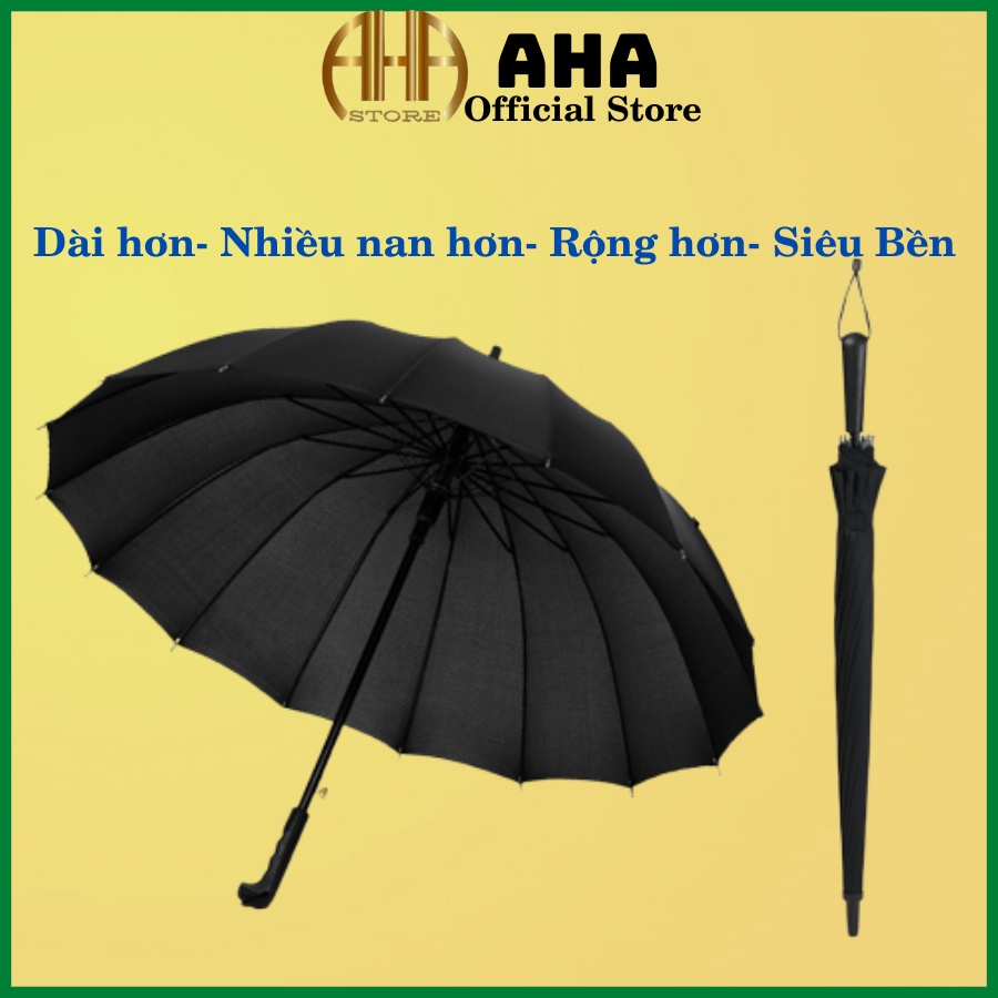 Ô che mưa loại lớn 16 nan khung thép bền chắc chắn, dù che nắng to thẳng dài cầm tay gấp gọn đi du lịch dã ngoại câu cá