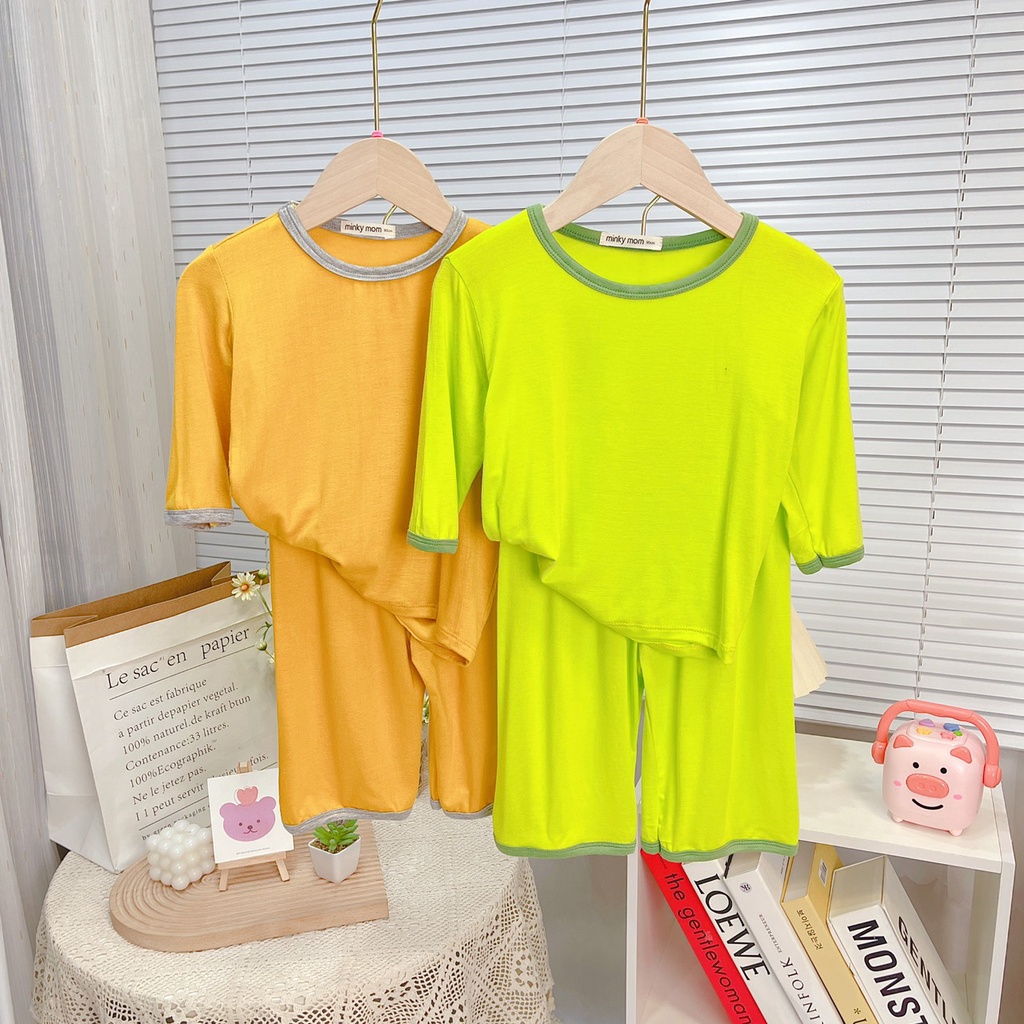 [Bé 7-27kg] Bộ tay lửng quần lửng viền màu thun lạnh loại 1 cho bé từ 7-27kg [HÀNG CHUẨN ĐẸP] ]