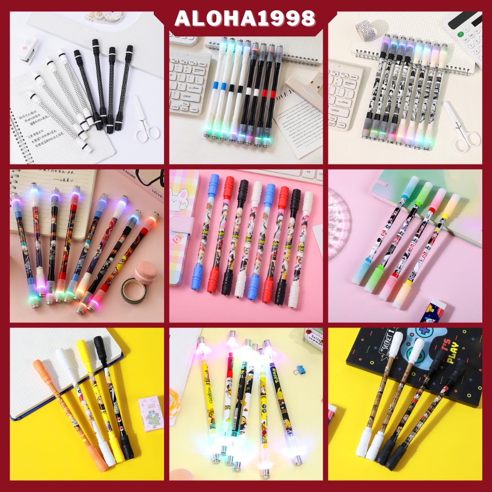 Bút quay nghệ thuật có đèn led full 50 mẫu, pen spinning mod phát sáng cực ngầu thư giãn giảm căng thẳng cho học sinh