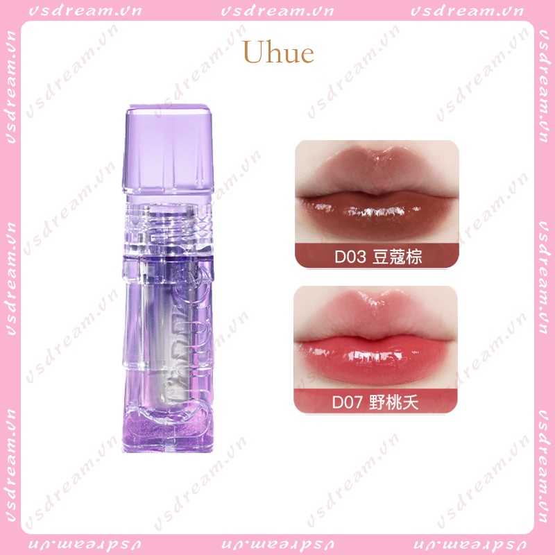 Son Bóng Uhue dudu lip gloss Tráng Gương Trong Suốt Dưỡng Ẩm Không Dính Ly Không Dễ Phai Màu