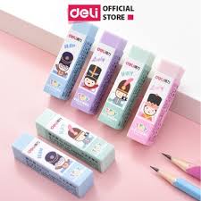 Tẩy but chì 2B Deli, màu Xanh Dương/Vàng/Xanh Lá - 1 viên - E3045 loại cao cấp - HOKAMI STORE