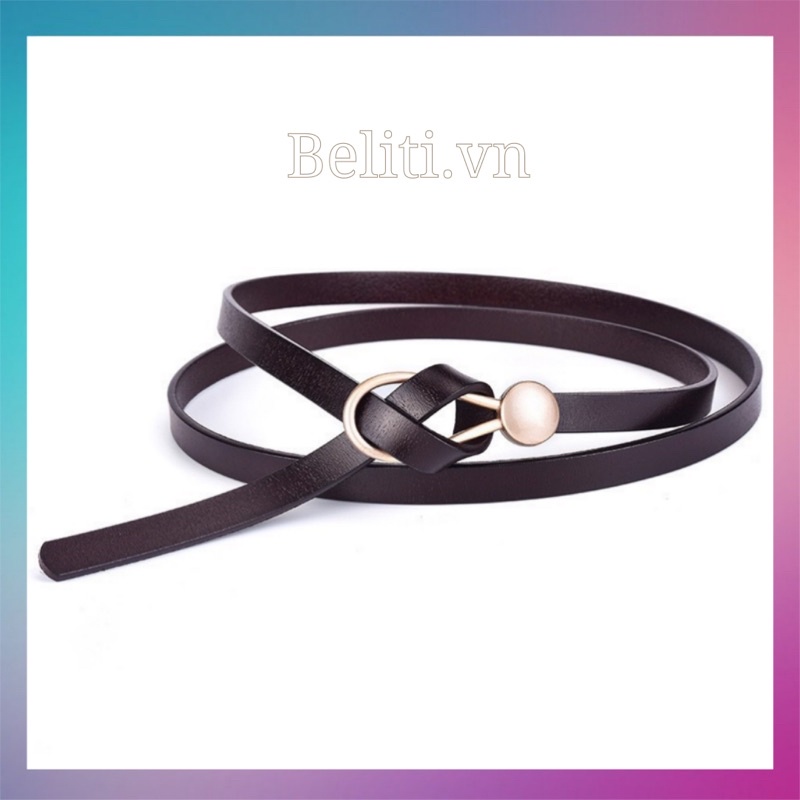 Thắt Lưng Da PU B97 Khóa Kim Loại Tròn Nhỏ Thanh Lịch Thiết Kế Thời Trang Cho Nữ