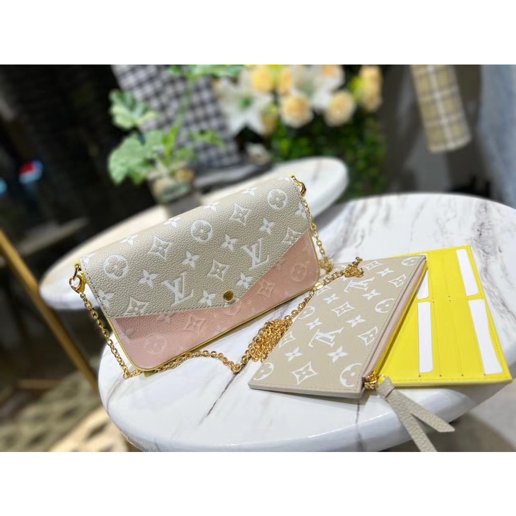 Set túi Pochette Félicie Spring in the City hàng da  NEW 2022 vân da dập nổi fullboxvip size 21cm màu độc nhà Chang nha