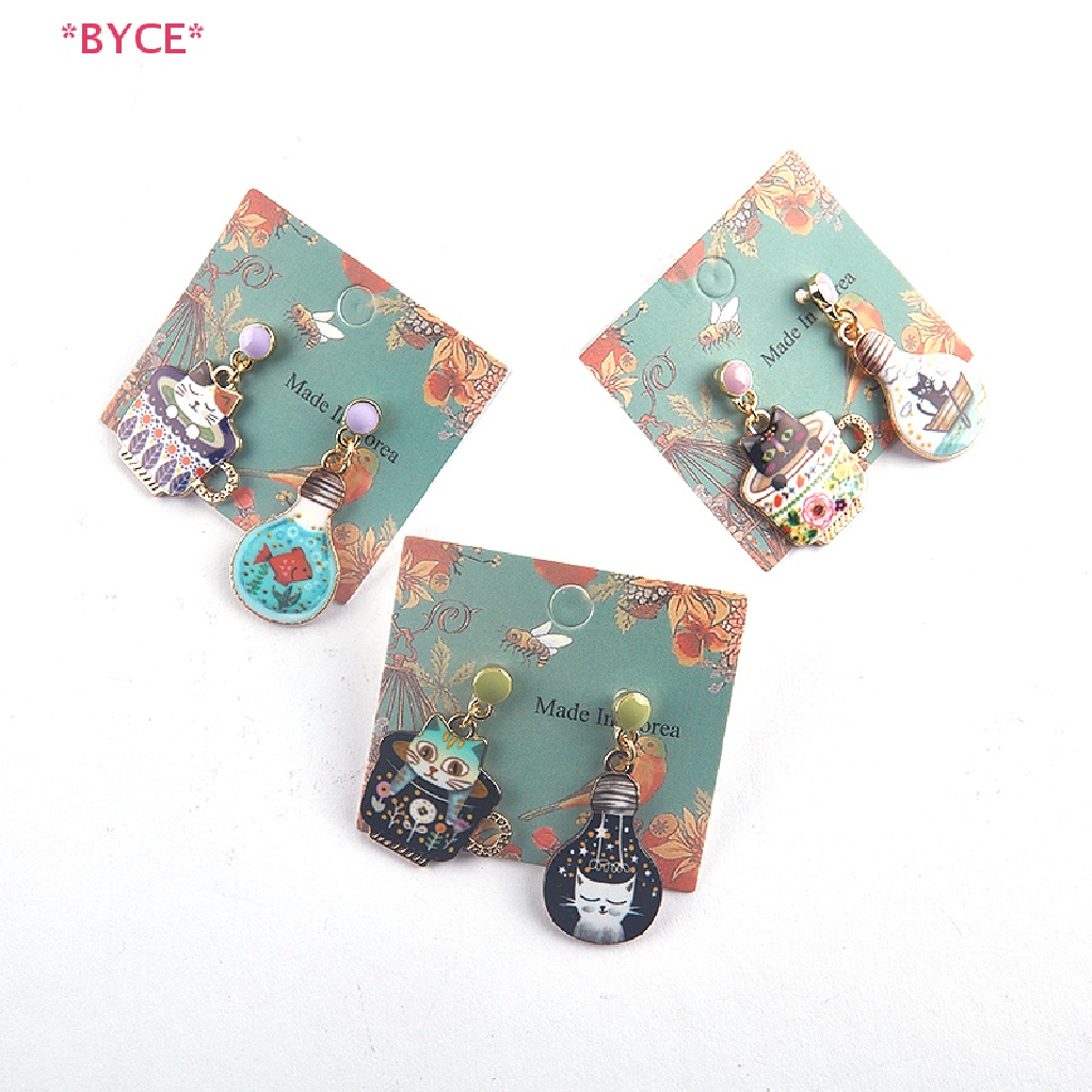 Khuyên Tai Dáng Dài Hình Mèo / Cốc Bóng Đèn Tráng Men Mới Cho Nữ