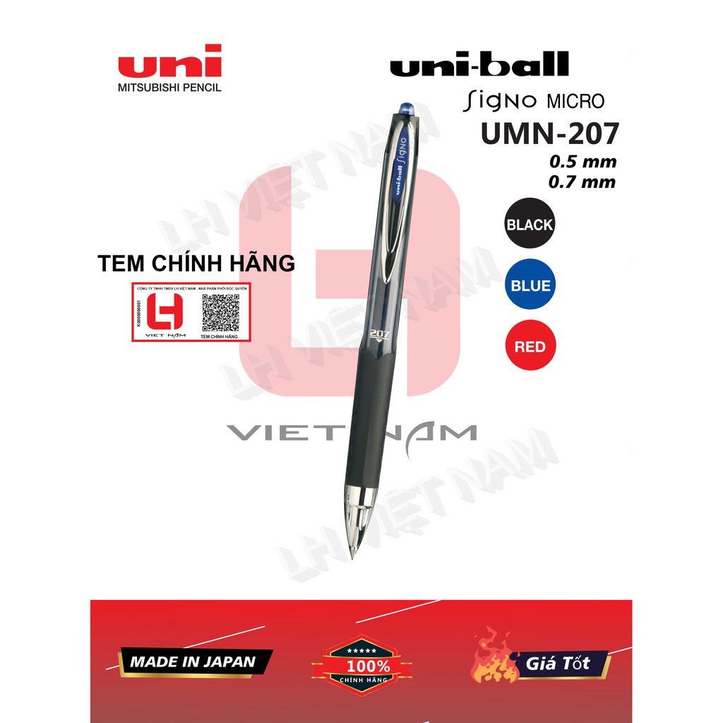Bút gel dạng Bấm Uni Ball Signo Micro Pen UMN207 màu xanh