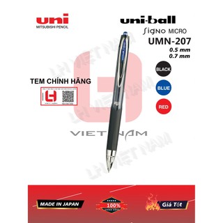 Bút gel dạng bấm uni ball signo micro pen umn207 màu xanh