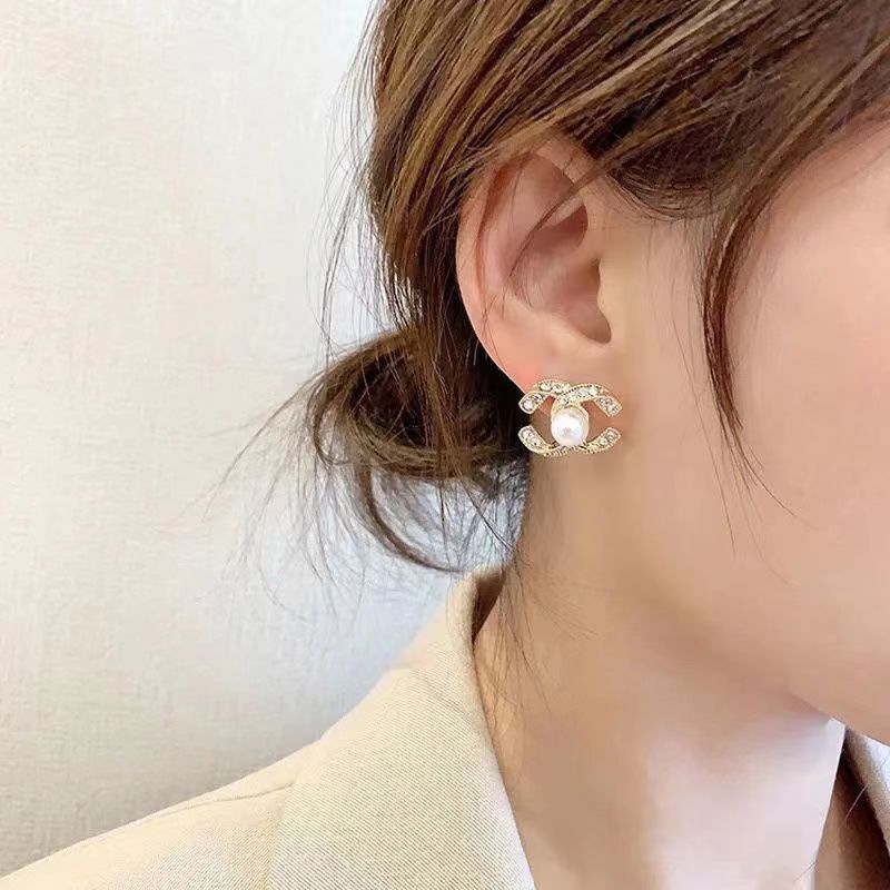 Bông Tai Đính Đá Ngọc Trai Đơn Giản Xinh Xắn Dễ Phối Đồ